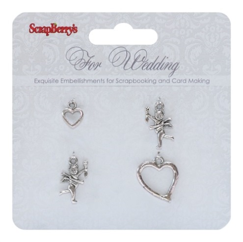 Metal charms set For Wedding, 4 pcs