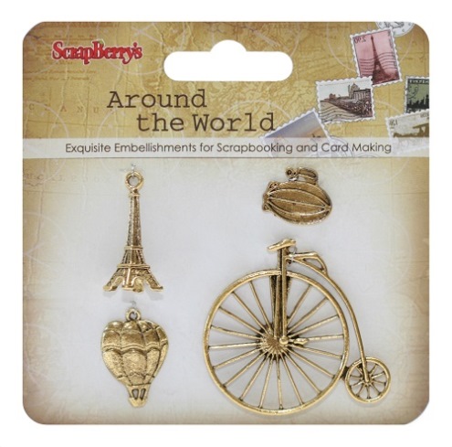 Metal charms set Around the World 2, 4 pcs