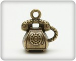 Charms set RETRO TELEPHONE silver 12*15mm, 10pcs