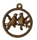 Metal charms set BIRD ON THE PERCH 24*20mm, 10pcs, bundle