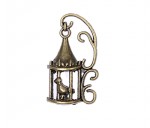 Metal charms set CAGE WITH THE BIRD 35*20mm, 10pcs, bundle