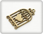 Metal charms set CAGE WITH THE HEART 19*32mm, 10pcs, bundle