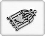 Metal charms set CAGE WITH THE HEART 19*32mm, 10pcs