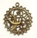 Metal charms set BIRD IN A CIRCLE 32*29mm, 10pcs, bundle