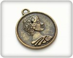 Metal charms set ANCIENT COIN 23*20mm, 10pcs, bundle