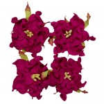 Handmade mulberry Gardenia, dia ~5cm, 4 pcs, HOT PINK