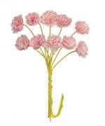 Handmade mulberry Chrysanthemum, dia ~1cm, stem 7cm, 10 pcs, LIGHT PINK