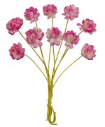 Handmade mulberry Chrysanthemum, dia ~1cm, stem 7cm, 10 pcs, 2 TONES PINK