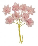 Handmade mulberry Chrysanthemum, dia ~2cm, stem 7cm, 8 pcs, LIGHT PINK