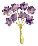 Handmade mulberry Chrysanthemum, dia ~2cm, stem 7cm, 8 pcs, 2 TONES VIOLET