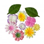 Mini-flowers set (violet-white, light-rose, peach, white-yellow)