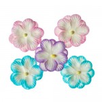 Pansies, Handmade Mulberry Double Paper Flowers 5 pieces, pastel