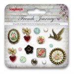 Set of decorative brads French Journey