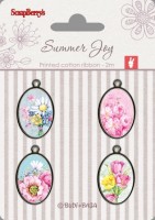 Set of metal elements with epoxy stickers Summer Joy 2, 4 pcs