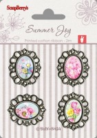Set of metal elements with epoxy stickers Summer Joy 3, 4 pcs