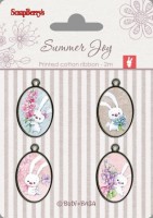 Set of metal elements with epoxy stickers Summer Joy 4, 4 pcs