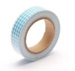 Cotton tape with blue plaided print №8 15mm*4m SCB490041