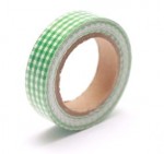 Cotton tape with green plaided print №11 15mm*4m SCB490042
